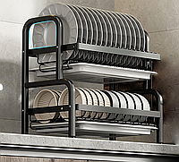 Настольная металлическая 2х уровневая сушка органайзер для посуды, портативная стойка для сушки посуды