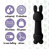 Мінівібратор FeelzToys Mister Bunny Black з двома насадками SO4438, фото 5