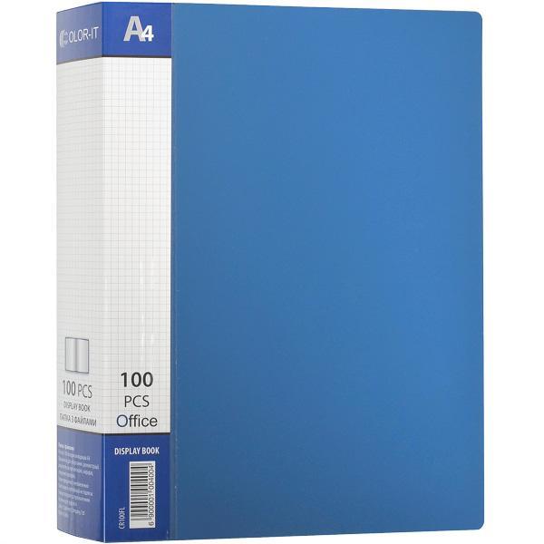 Папка на 100 файлов А4 дисплей-книга синяя 220 микрон