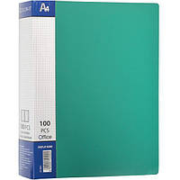 Папка на 100 файлов А4 дисплей-книга зеленая 220 микрон