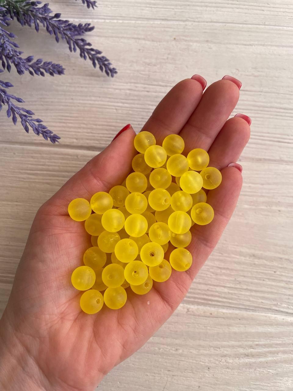 Бусини матові " Лід " 10 мм,  жовті  500 грам