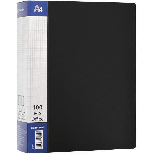 Папка на 100 файлов А4 дисплей-книга черная 220 микрон