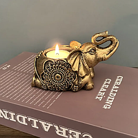 Декоративний маленький свічник у вигляді лежачого Слона для чайної свічки