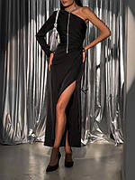 Женское шелковое платье цвет черный р.42/44 448925