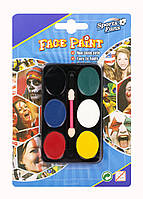 Краски для лица 6 цветов со спонжем НВ-6002