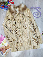 Женская натуральная короткая шуба Furs Periklis бежевая Размер 38/44 (М)