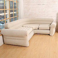 Надувний флокированний кутовий диван зі спинкою (257*203*76 см) INTEX 68575