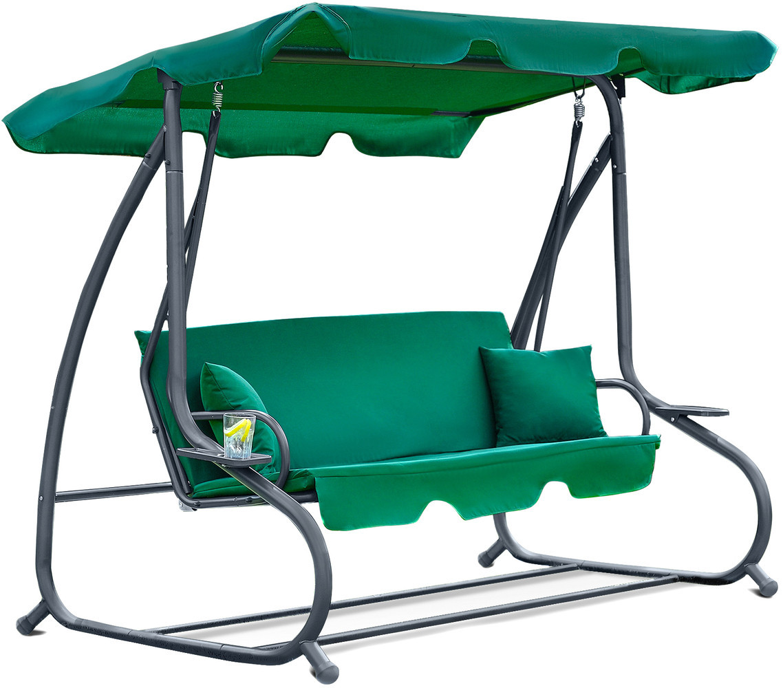 Гойдалка садова King Garden Plus 3-місна Green + 2 подушки