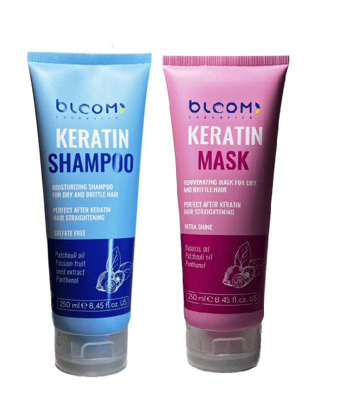 Комплект для професійного догляду BLOOM Кератін Шампунь 250 ml + Маска ZOOM Кератин 250 ml, фото 1