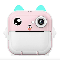 Фотопринтер Міні принтер Print Camera фотоапарат з миттєвим друком Pink  зйомка відео зі звуком