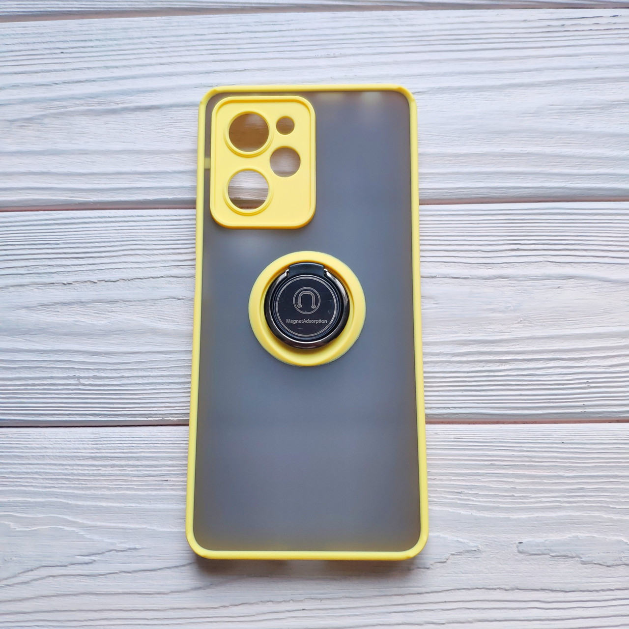 Чохол Armor Ring для Xiaomi Poco X5 Pro 5G протиударний з кільцем Жовтий