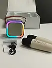 Дитяче караоке з портативною колонкою Блютуз (Bluetooth) на 2 мікрофони Для вокалу підсвічування RGB, фото 5