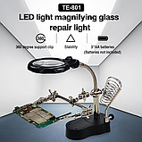 Держатель для плат c подставкой для паяльника и лупой с подсветкой "Третья рука", фото 4