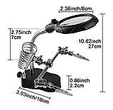 Держатель для плат c подставкой для паяльника и лупой с подсветкой "Третья рука", фото 3