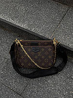 Женская сумка Louis Vuitton Multi Brown/Black (коричневая) модная стильная сумка AS002 cross