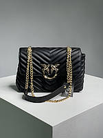 Pinko Lady Love Bag Puff v Quilt Black Gold 24 x 16 x 8 см женские сумочки и клатчи высокое качество