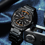 Класичний чорний добрий металевий годинник з металевим браслетом, фото 5