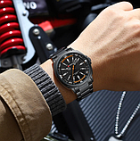 Класичний чорний добрий металевий годинник з металевим браслетом, фото 4