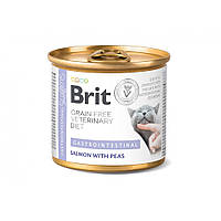 Вологий корм для кішок при захворюваннях шлунково-кишкового тракту з лососем та горохом Brit GF VetDiet Gastrointestinal 200 г