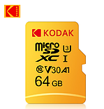 Карта пам'яті для телефону та планшета KODAK Micro SD 64 Gb class 10 U3 V30 A1 з адаптером SD, фото 2