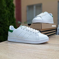 Женские кроссовки Adidas Stan Smith білі з зеленим