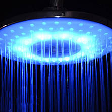 Верхній душ зі світлодіодною LED-підсвіткою з температурним датчиком 20 см діаметр, фото 3