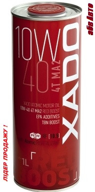 Моторна олива синтетична 1л XADO Atomic OIL 10W-40 4T MA2 RED BOOST ХА 26132 - фото 1 - id-p1767795226