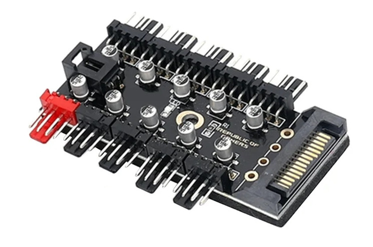 Хаб для вентиляторів 10 вентиляторів Power SATA на 4 pin (001703)