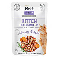 Влажный корм для котят в желе пикантный лосось Brit Care Cat Pouch 85 г