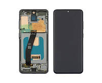 Дисплей экран Samsung G980 Galaxy S20 + сенсор Black Чёрный и серебристой корпусной рамкой OLED (гарантия 3