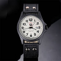Чоловічий військовий годинник білий із чорним