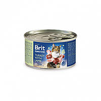 Влажный корм для кошек с индейкой и ягненком Brit Premium by Nature 200 г