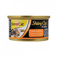 Влажный корм для кошек тунец и курица GimCat Shiny Cat 70 г