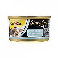 Влажный корм для кошек тунец и креветки GimCat Shiny Cat 70 г