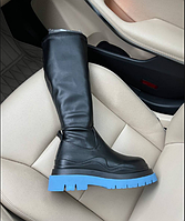 Bottega Veneta Black Blue High Premium FUR кроссовки и кеды высокое качество высокое качество Размер 39