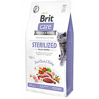Сухой корм для стерилизованных кошек с избыточным весом утка Brit Care Cat GF Sterilized Weight Control 7 кг