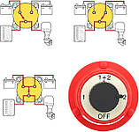 Вимикач маси акумулятора на 2 батареї накладний 12-32В 250A Відсікач живлення батареї, фото 7