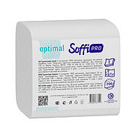 Бумага туалетная листовая 2 слоя белая целлюлозная 200 шт/уп Pro Optimal