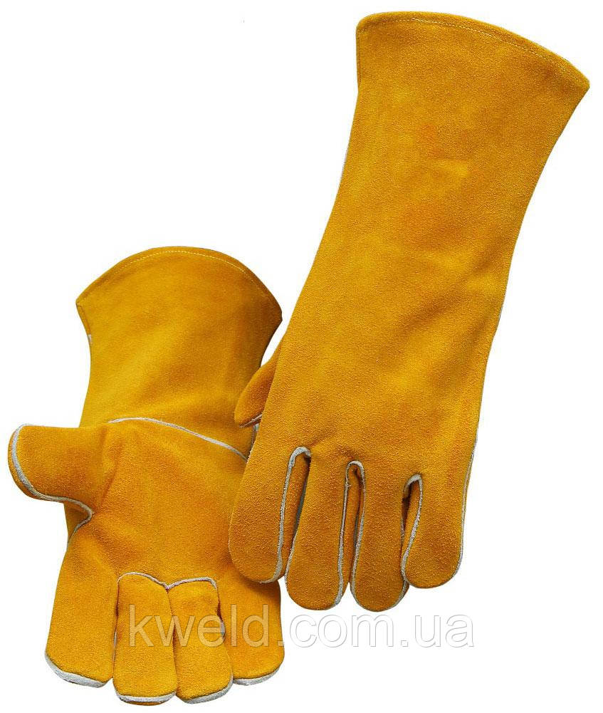 Рукавички зварювальника MIG з підкладкою 35см, жовті, кевларова нитка, Basic Yellow, р.10, 8121 (60)