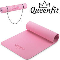 Коврик (мат) для фитнеса и йоги Queenfit Premium TPE 0,5см розовый / Коврик для пилатеса