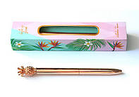 Ручка подарункова TM Wilhelm Buro WB 119 метал рожева поворотка ананас, паковання кретон