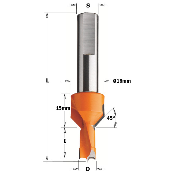 Свердло для глухих отворів іззенкером, D = 10 мм; I = 20 мм; хвостовик S = 10 мм; 