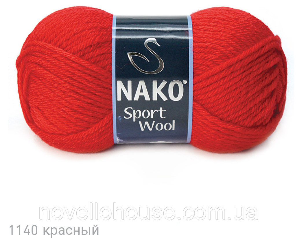 Nako SPORT WOOL ( Спорт Вул ) № 1140 світло-червоний (Вовняна пряжа з акрилом, нитки для в'язання)