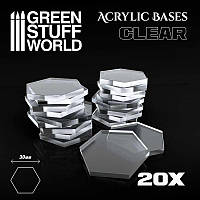 GSW Acrylic Bases - Hexagonal 30 mm CLEAR