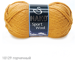 Nako SPORT WOOL ( Спорт Вул ) № 10129 гірчиця (Вовняна пряжа з акрилом, нитки для в'язання)