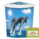 Бак для білизни кутовий Еlif, з малюнком "Гербери", фото 2