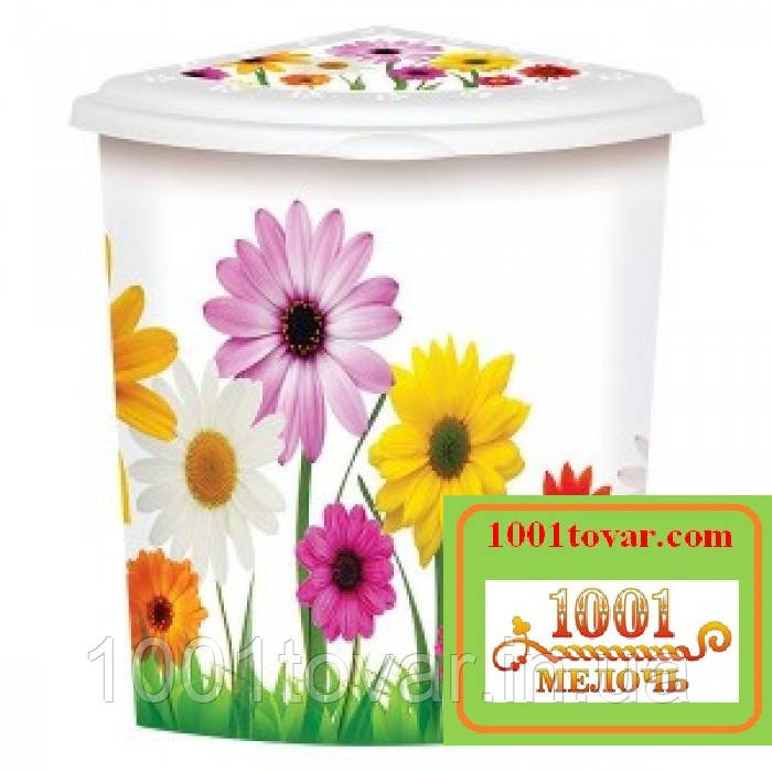 Бак для білизни кутовий Еlif, з малюнком "Гербери", фото 1