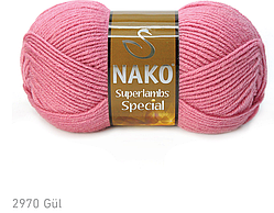 Nako SUPERLAMBS SPECIAL (Суперламбс спесіал) № 2970 троянда (Напівшерстяна пряжа, нитки для в'язання)