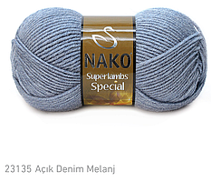 Nako SUPERLAMBS SPECIAL (Суперламбс спесіал) № 23135 джинс (Напівшерстяна пряжа, нитки для в'язання)