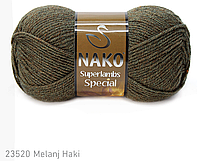 Nako SUPERLAMBS SPECIAL (Суперламбс спесіал) № 23520 меланжевий хакі (Напівшерстяна пряжа, нитки для в'язання)